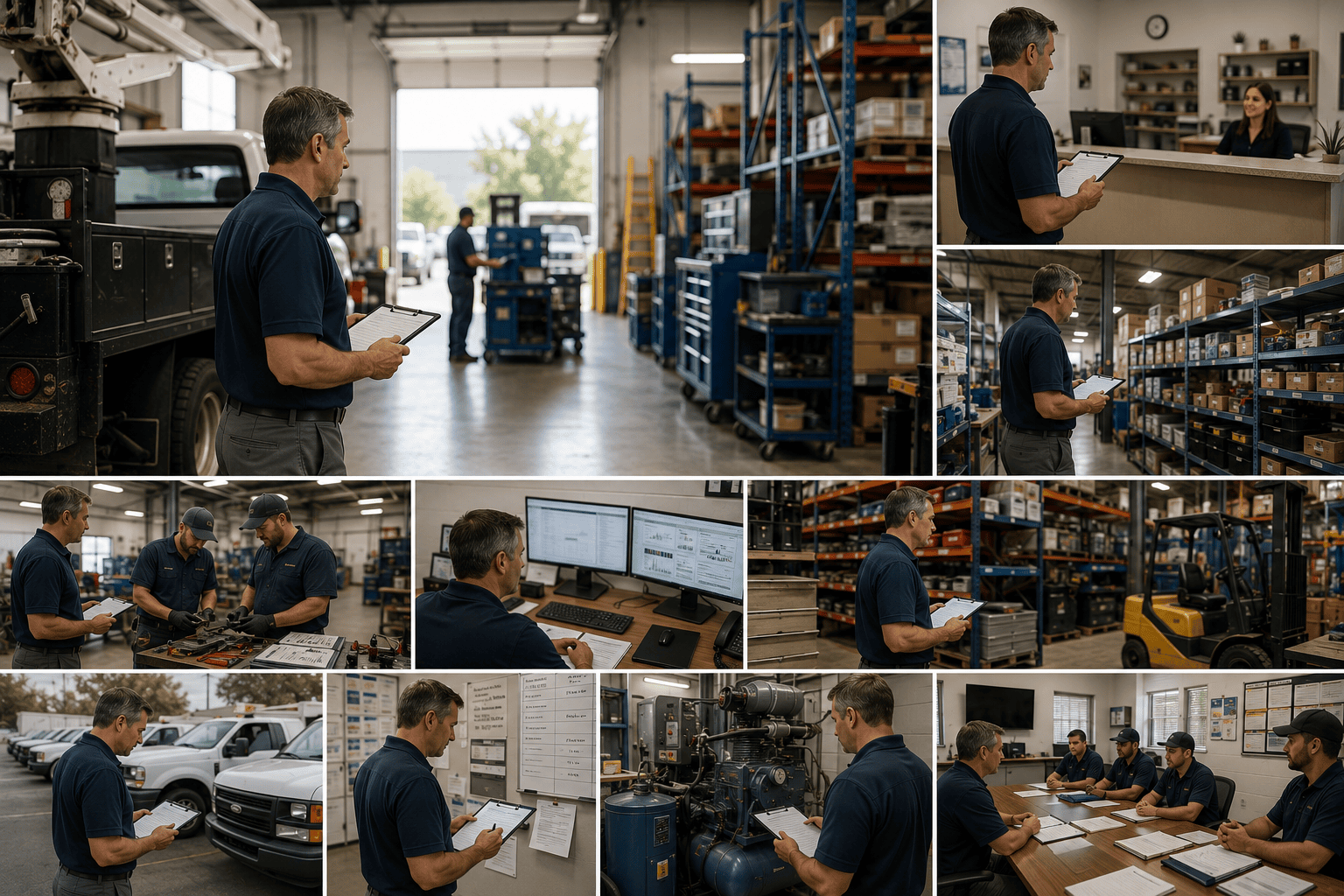 Professional investor inspecting business operations, equipment, customer areas and facility condition at an operating cash-flow business