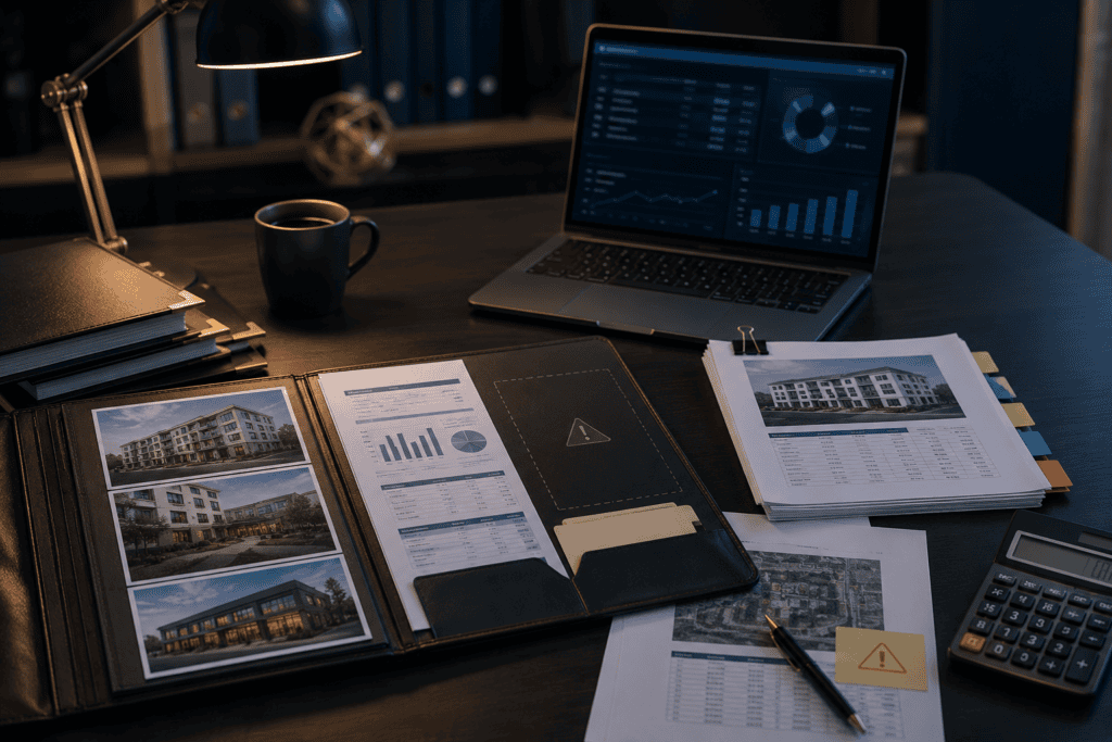 Commercial financing file under review with an unresolved documentation issue before underwriting.